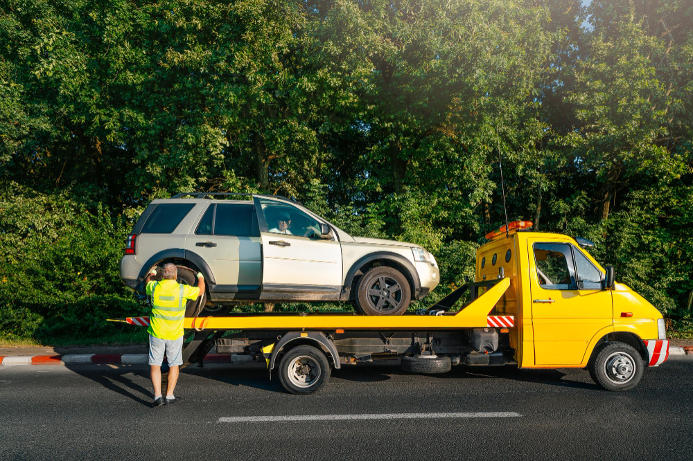 Tow truck loading an SUV on the roadside, illustrating hidden towing fees in Brooklyn NY.